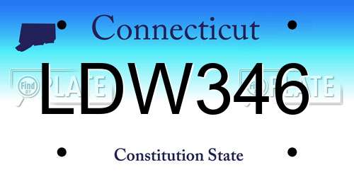 LDW346 Connecticut License Plate