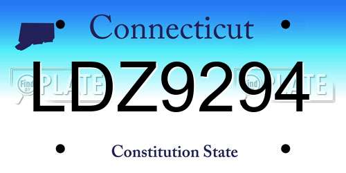 LDZ9294 Connecticut License Plate