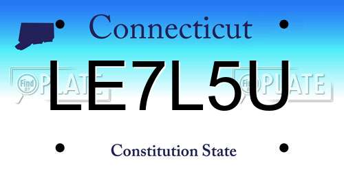 LE7L5U Connecticut License Plate