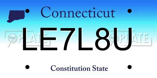 LE7L8U Connecticut License Plate