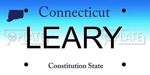 LEARY Connecticut License Plate