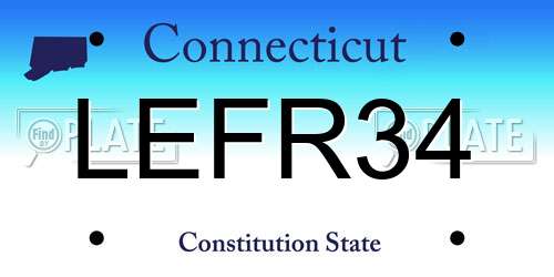 LEFR34 Connecticut License Plate