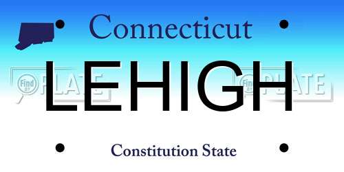 LEHIGH Connecticut License Plate