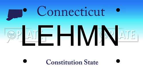 LEHMN Connecticut License Plate
