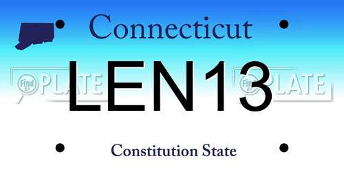 LEN13 Connecticut License Plate
