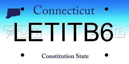 LETITB6 Connecticut License Plate