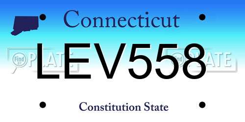 LEV558 Connecticut License Plate