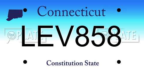 LEV858 Connecticut License Plate