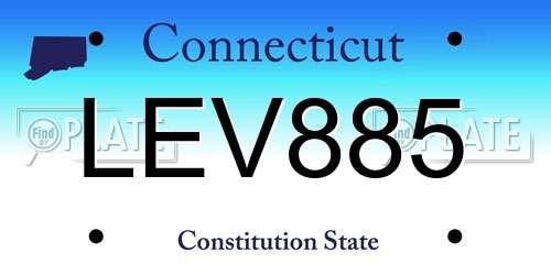 LEV885 Connecticut License Plate