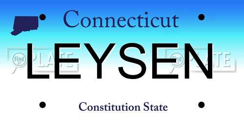 LEYSEN Connecticut License Plate