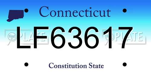 LF63617 Connecticut License Plate