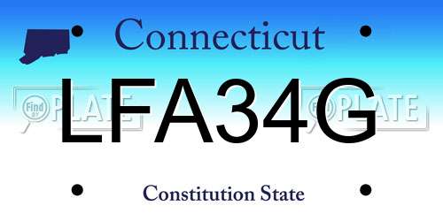 LFA34G Connecticut License Plate