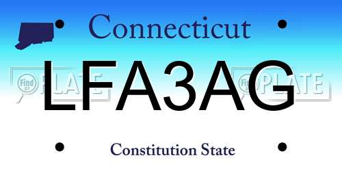 LFA3AG Connecticut License Plate