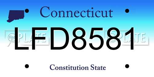 LFD8581 Connecticut License Plate