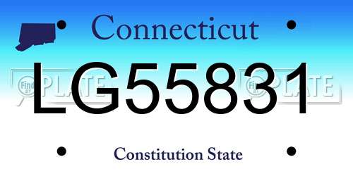 LG55831 Connecticut License Plate