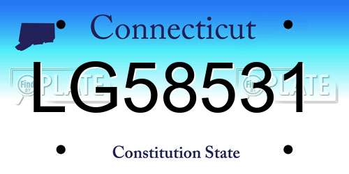 LG58531 Connecticut License Plate
