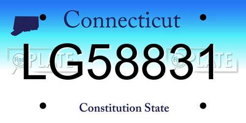 LG58831 Connecticut License Plate