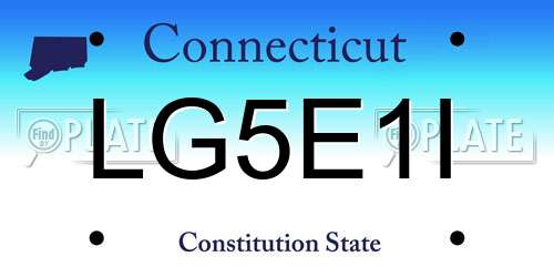 LG5E1I Connecticut License Plate
