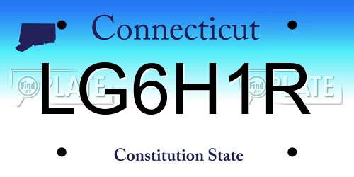 LG6H1R Connecticut License Plate