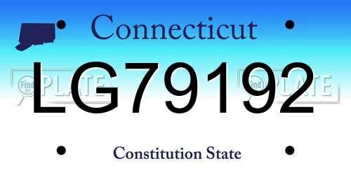 LG79192 Connecticut License Plate
