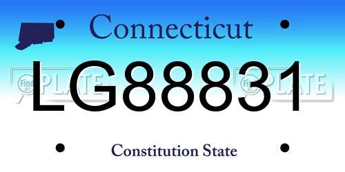 LG88831 Connecticut License Plate