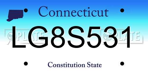 LG8S531 Connecticut License Plate