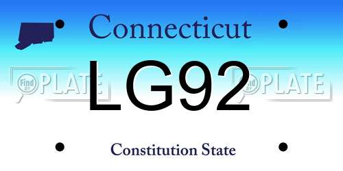 LG92 Connecticut License Plate
