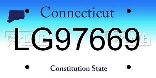 LG97669 Connecticut License Plate
