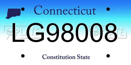 LG98008 Connecticut License Plate