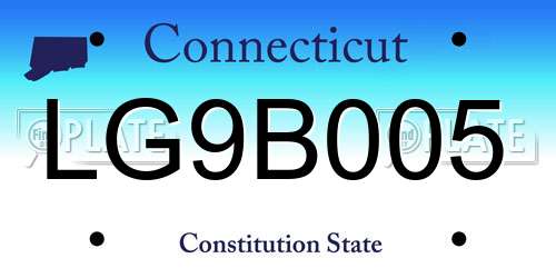 LG9B005 Connecticut License Plate