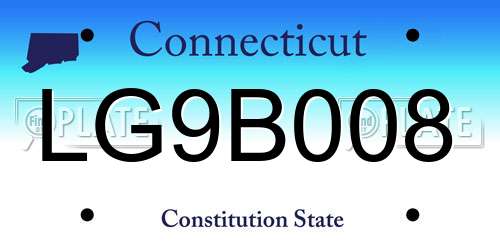 LG9B008 Connecticut License Plate