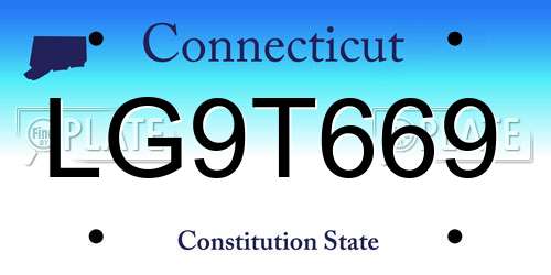 LG9T669 Connecticut License Plate