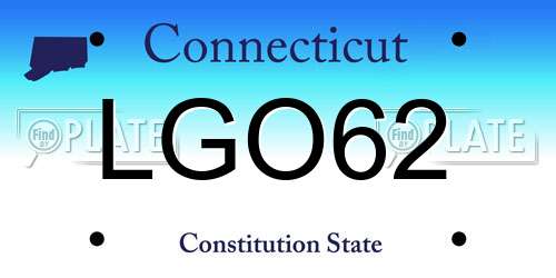LGO62 Connecticut License Plate