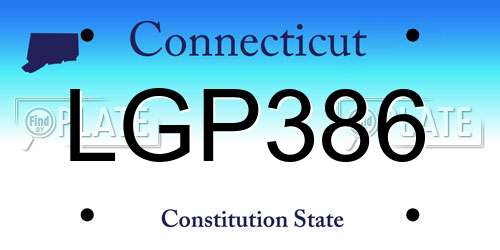 LGP386 Connecticut License Plate