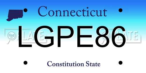 LGPE86 Connecticut License Plate