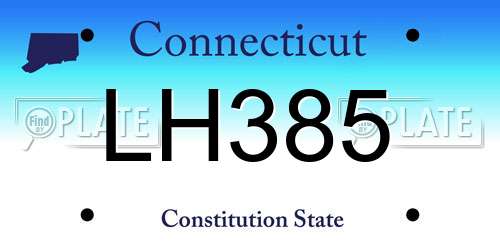 LH385 Connecticut License Plate