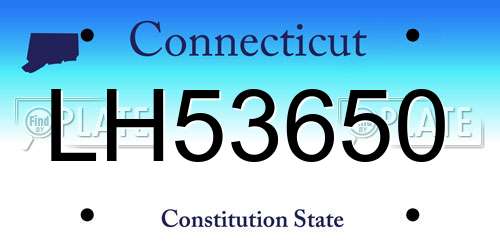 LH53650 Connecticut License Plate