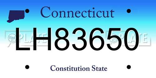 LH83650 Connecticut License Plate