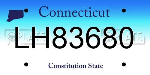 LH83680 Connecticut License Plate