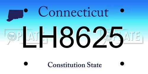 LH8625 Connecticut License Plate