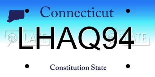 LHAQ94 Connecticut License Plate