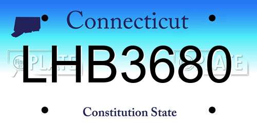 LHB3680 Connecticut License Plate