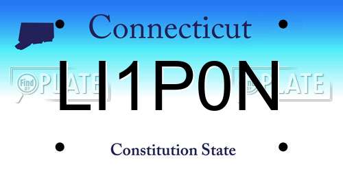 LI1P0N Connecticut License Plate