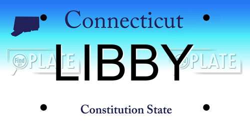 LIBBY Connecticut License Plate
