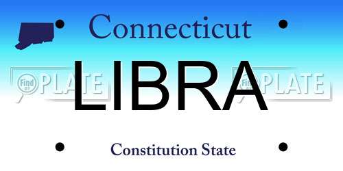 LIBRA Connecticut License Plate