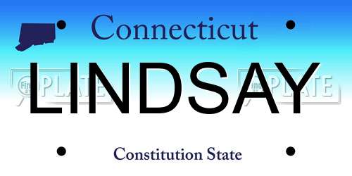 LINDSAY Connecticut License Plate