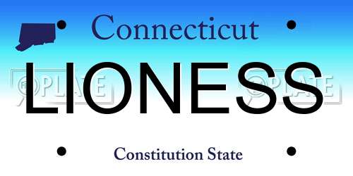 LIONESS Connecticut License Plate