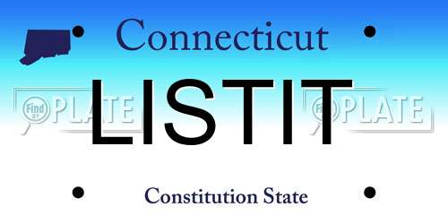 LISTIT Connecticut License Plate