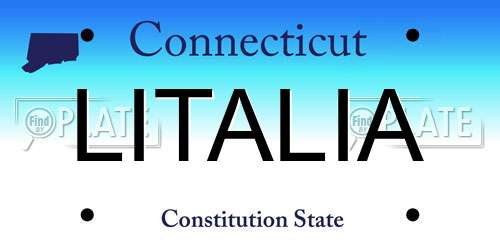 LITALIA Connecticut License Plate
