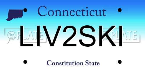 LIV2SKI Connecticut License Plate